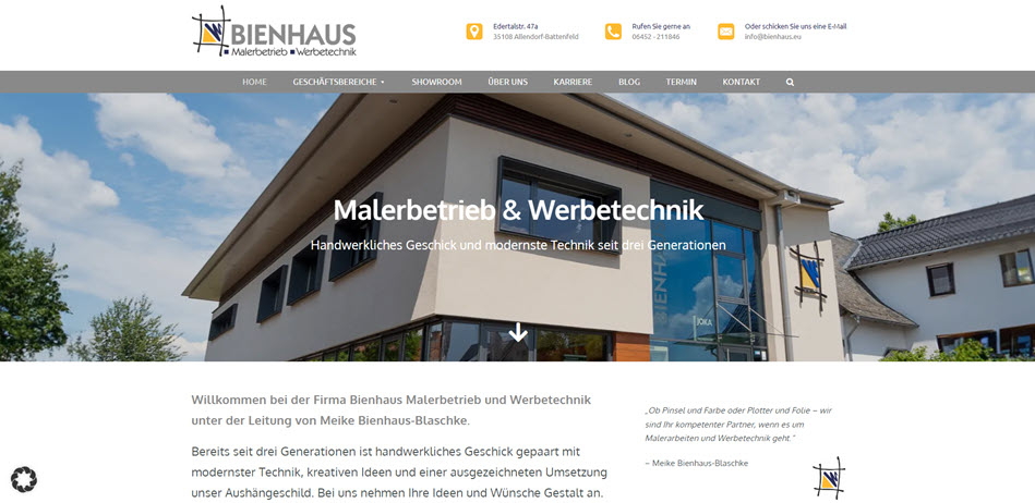 Bienhaus: Malerbetrieb und Werbetechnik